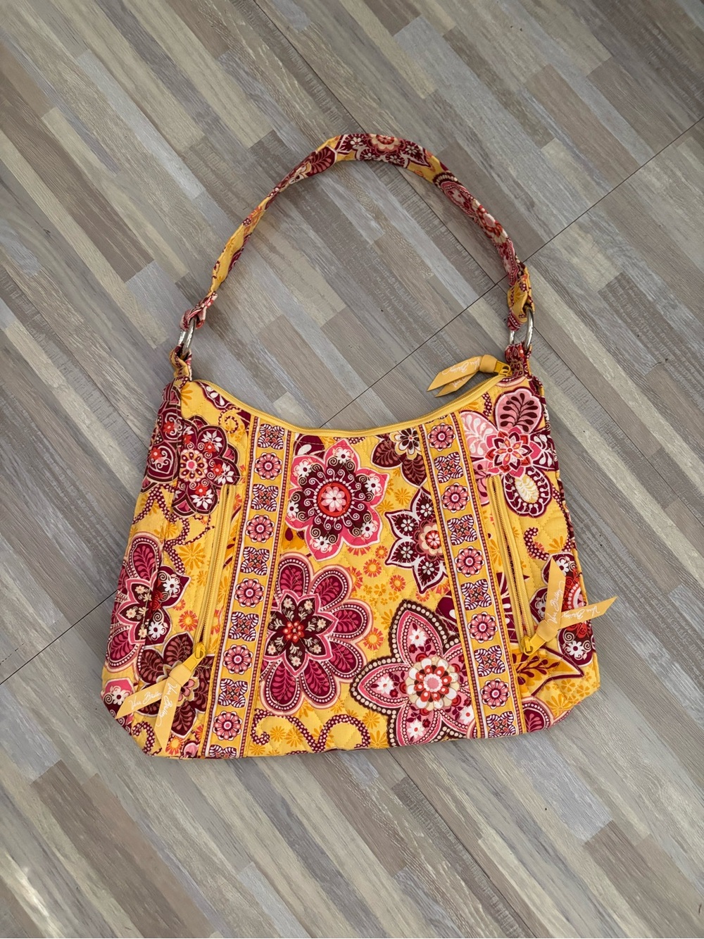 Vera Bradley Yellow/Pink Hobo Shoulder Bag